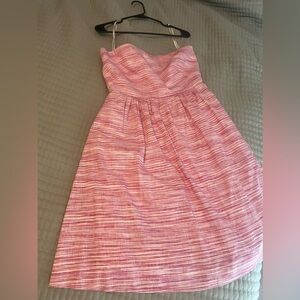 Womens size 10 pink & white strapless dress banana republic